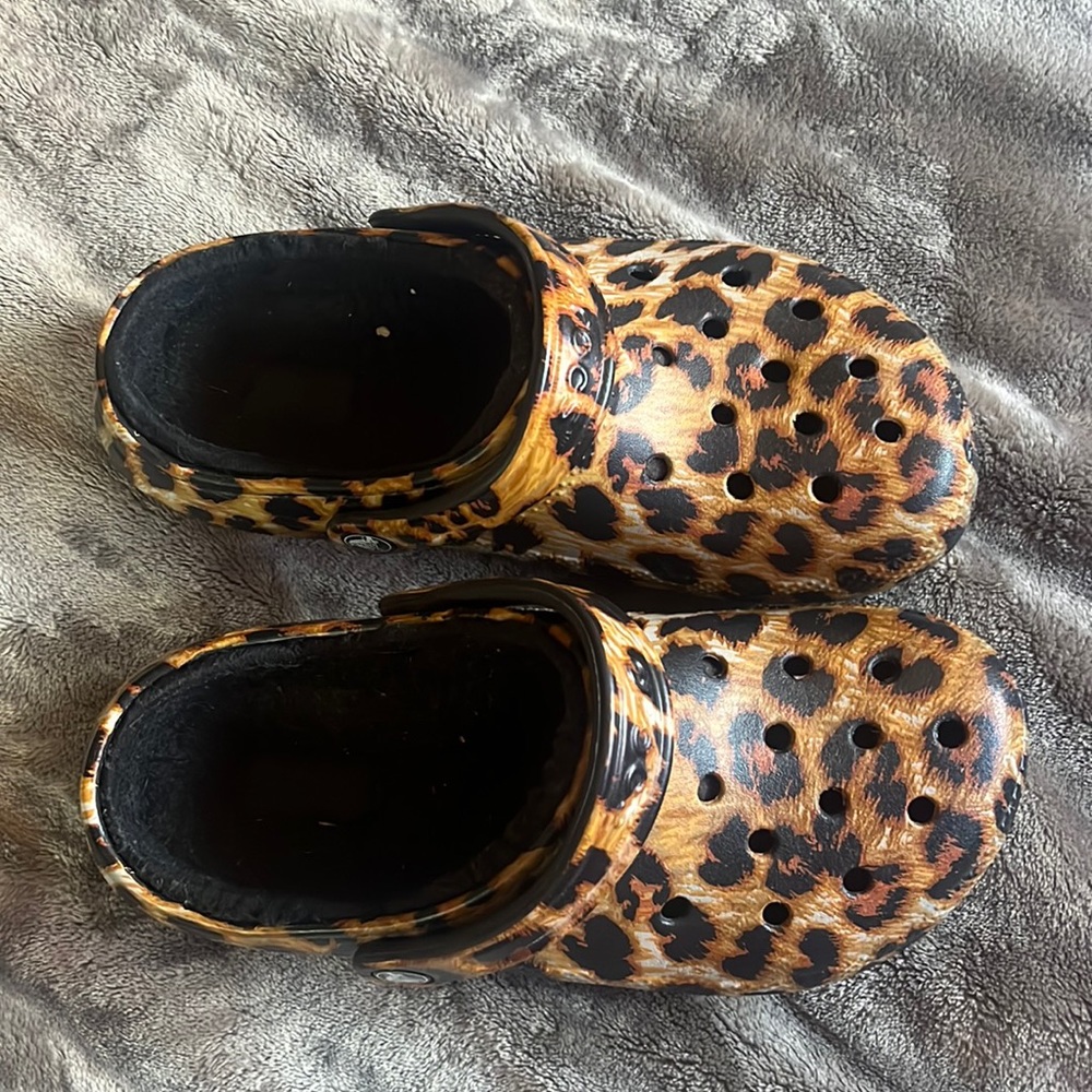 Leopard Crocs Size 7